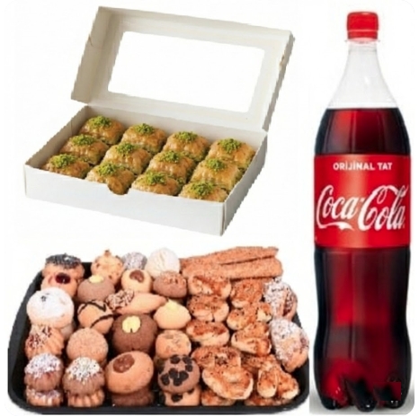 1 Litre Kola İle Tamamlanmış Fıstıklı Menü pasta