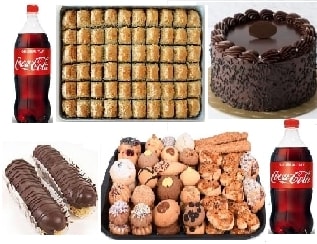 Ofis Kutlama Paketi Pasta Baklava Kuru Pasta Ekler ve İçecek Seti pasta